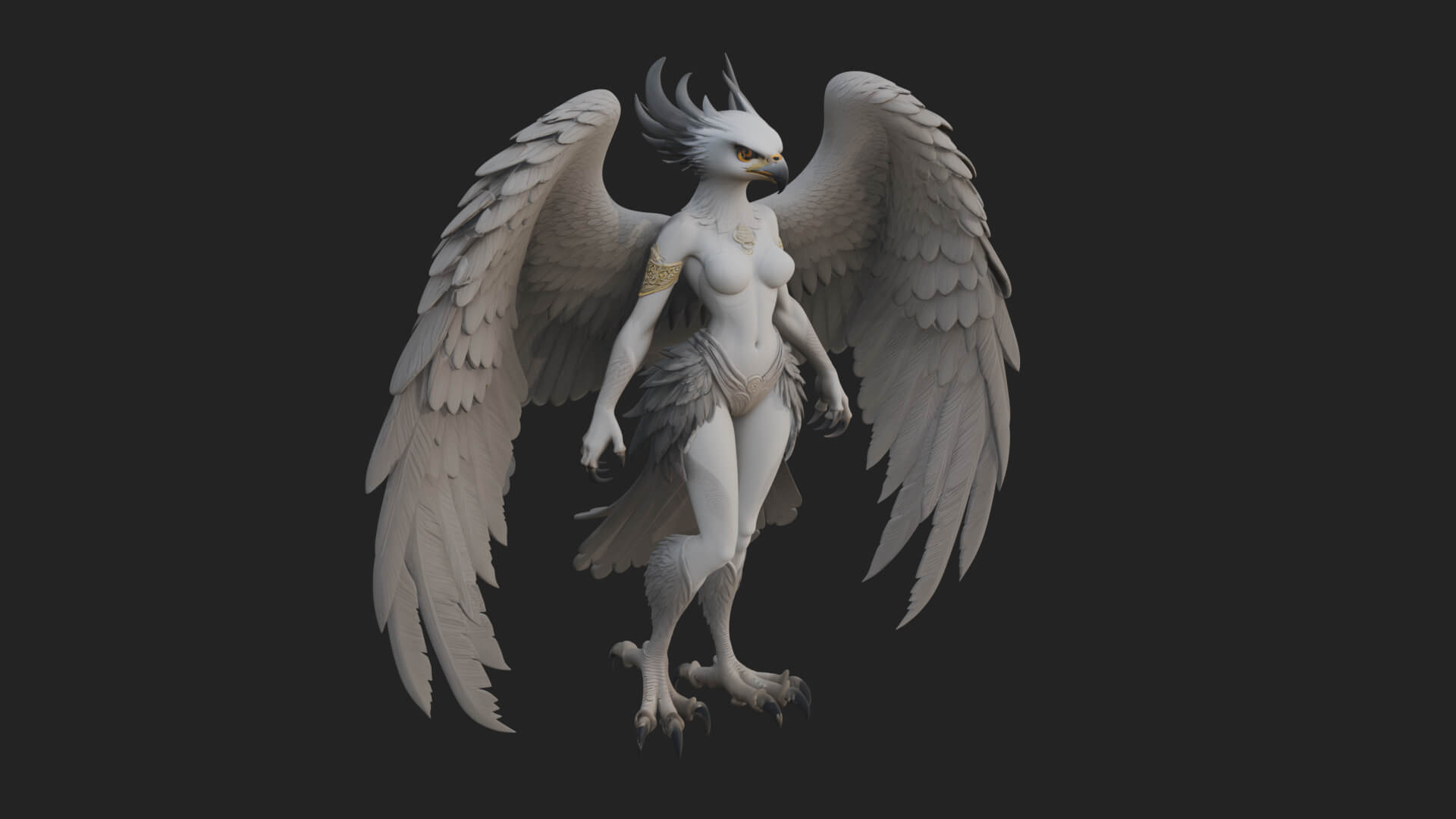 Winged Harpy Woman Statue Design 1 3D Print Model 3D Model