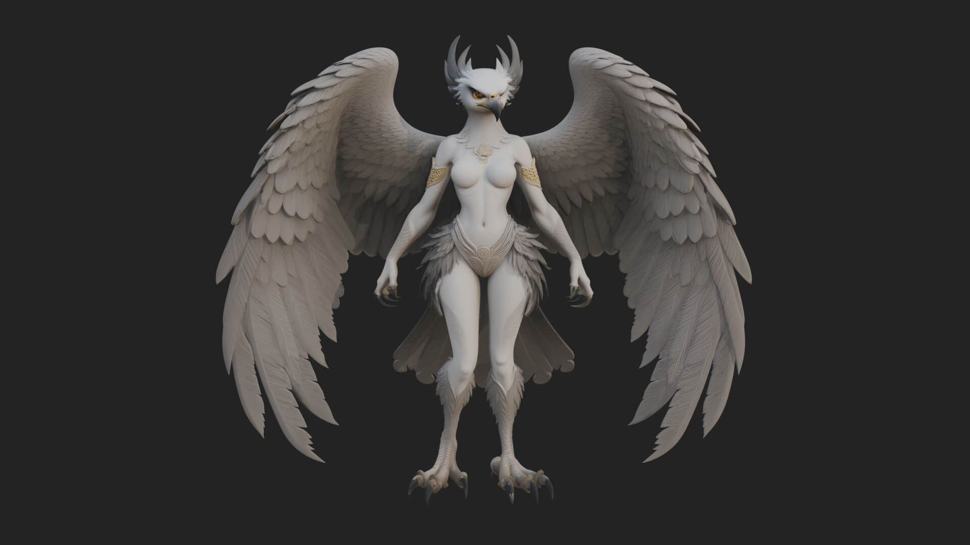 Winged Harpy Woman Statue Design 1 3D Print Model 3D Model