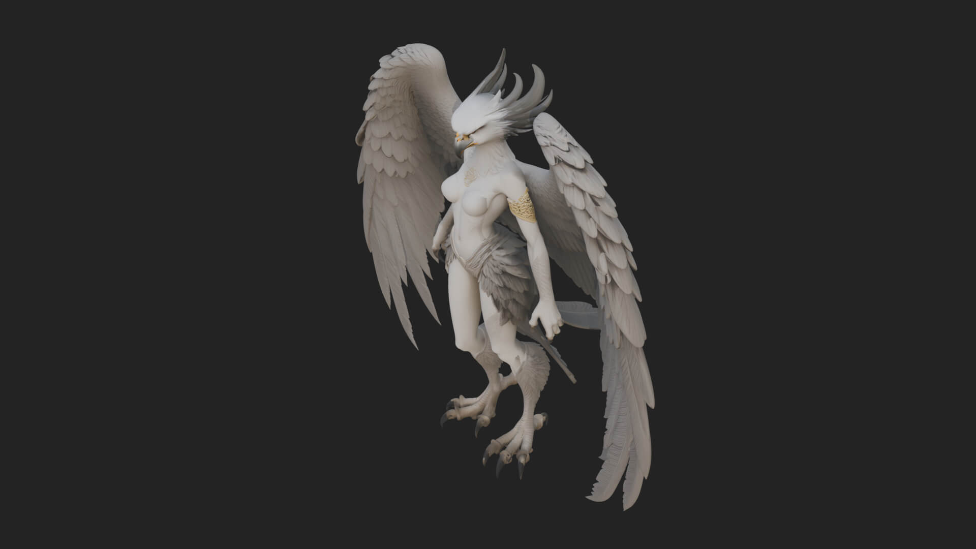 Winged Harpy Woman Statue Design 1 3D Print Model 3D Model