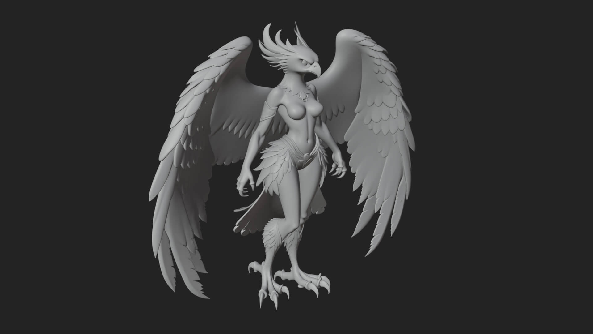 Winged Harpy Woman Statue Design 1 3D Print Model 3D Model