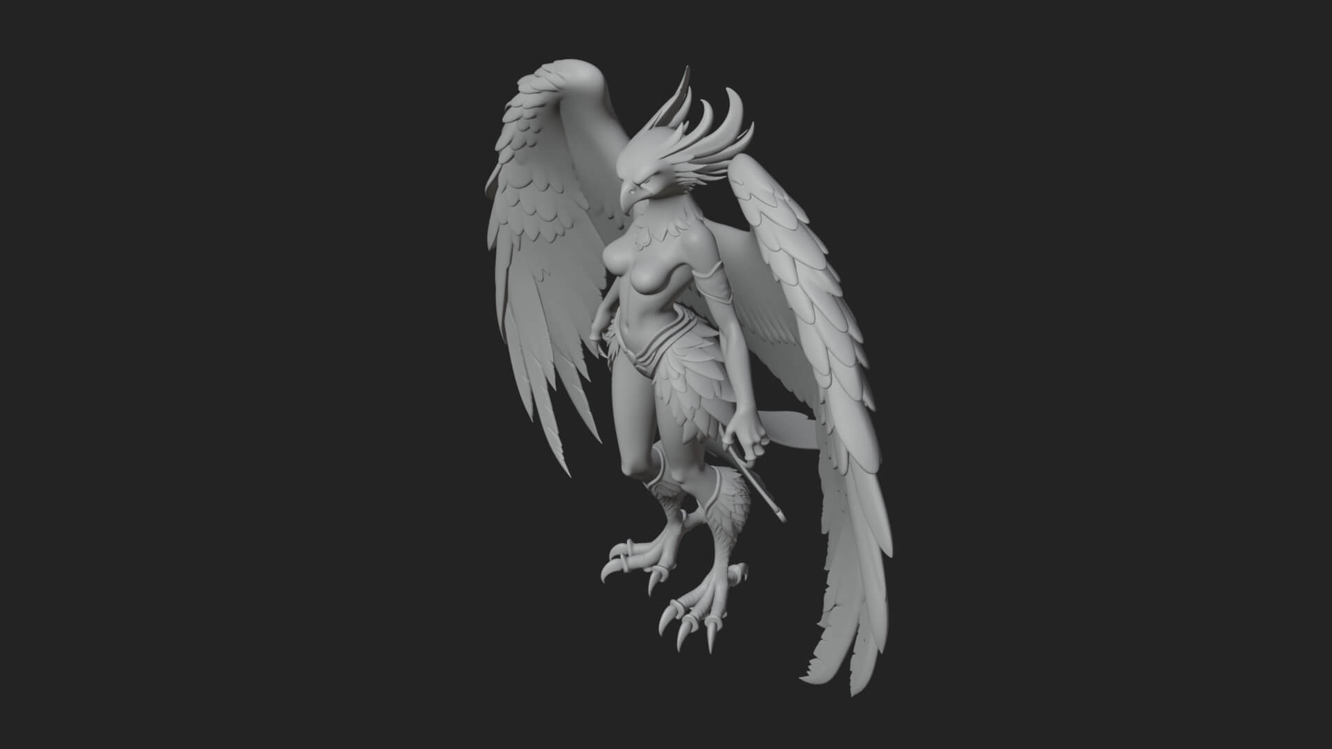 Winged Harpy Woman Statue Design 1 3D Print Model 3D Model
