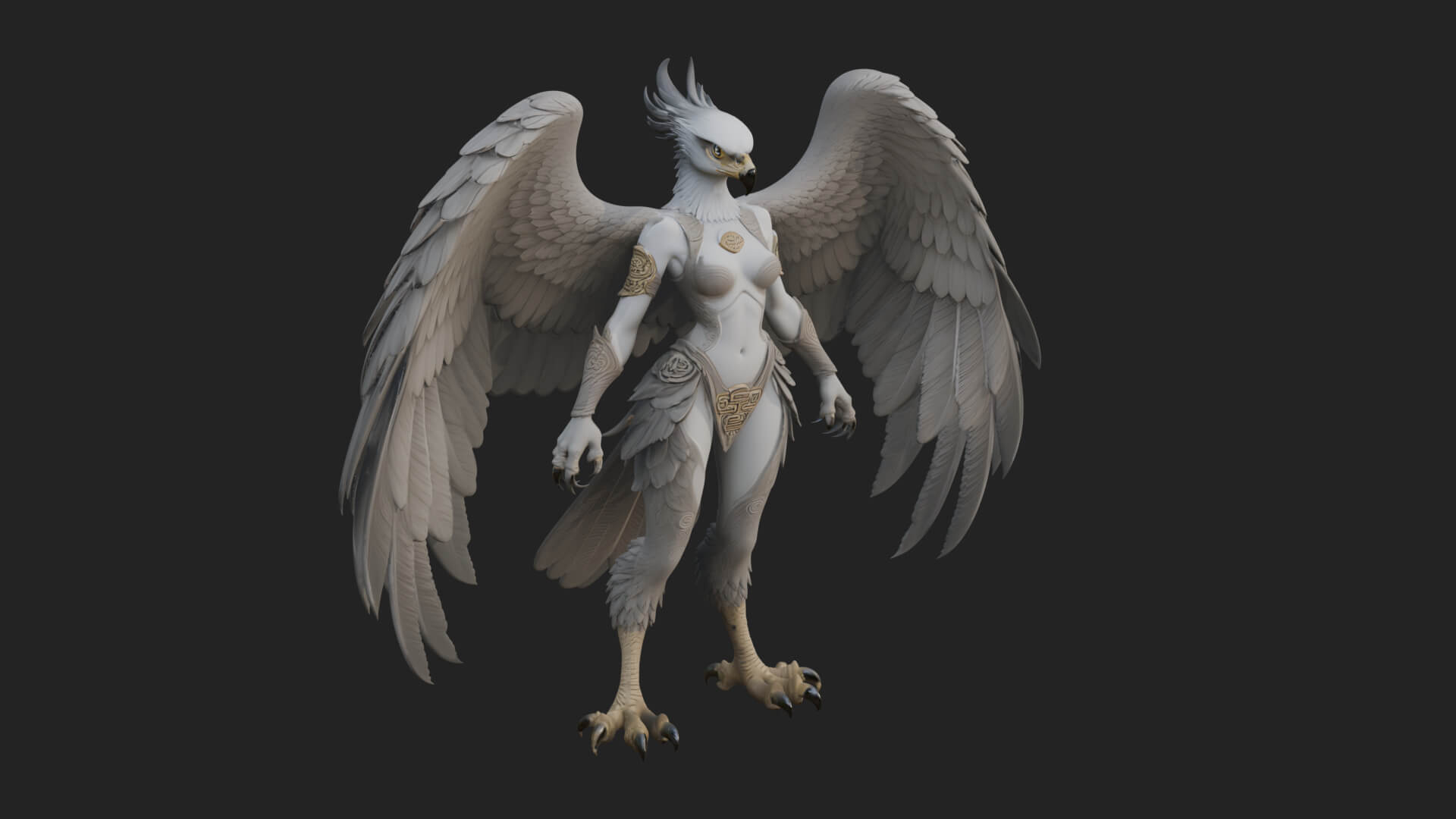 Winged Harpy Woman Statue Design 2 3D Print Model 3D Model