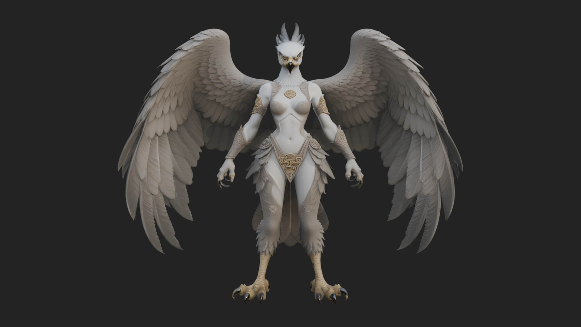 Winged Harpy Woman Statue Design 2 3D Print Model 3D Model