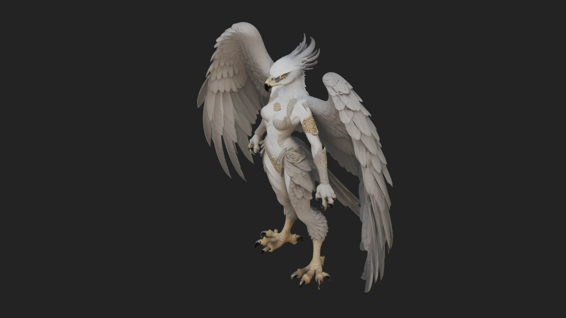 Winged Harpy Woman Statue Design 2 3D Print Model 3D Model