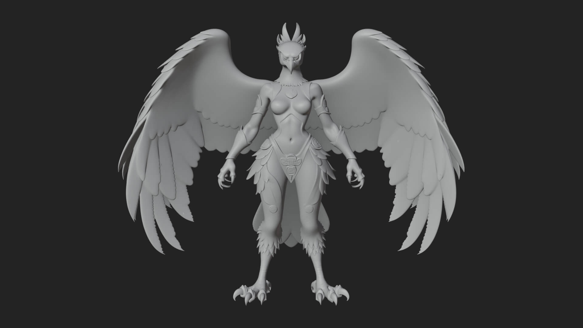 Winged Harpy Woman Statue Design 2 3D Print Model 3D Model