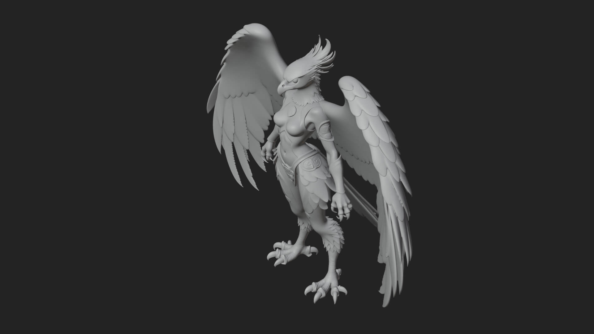 Winged Harpy Woman Statue Design 2 3D Print Model 3D Model