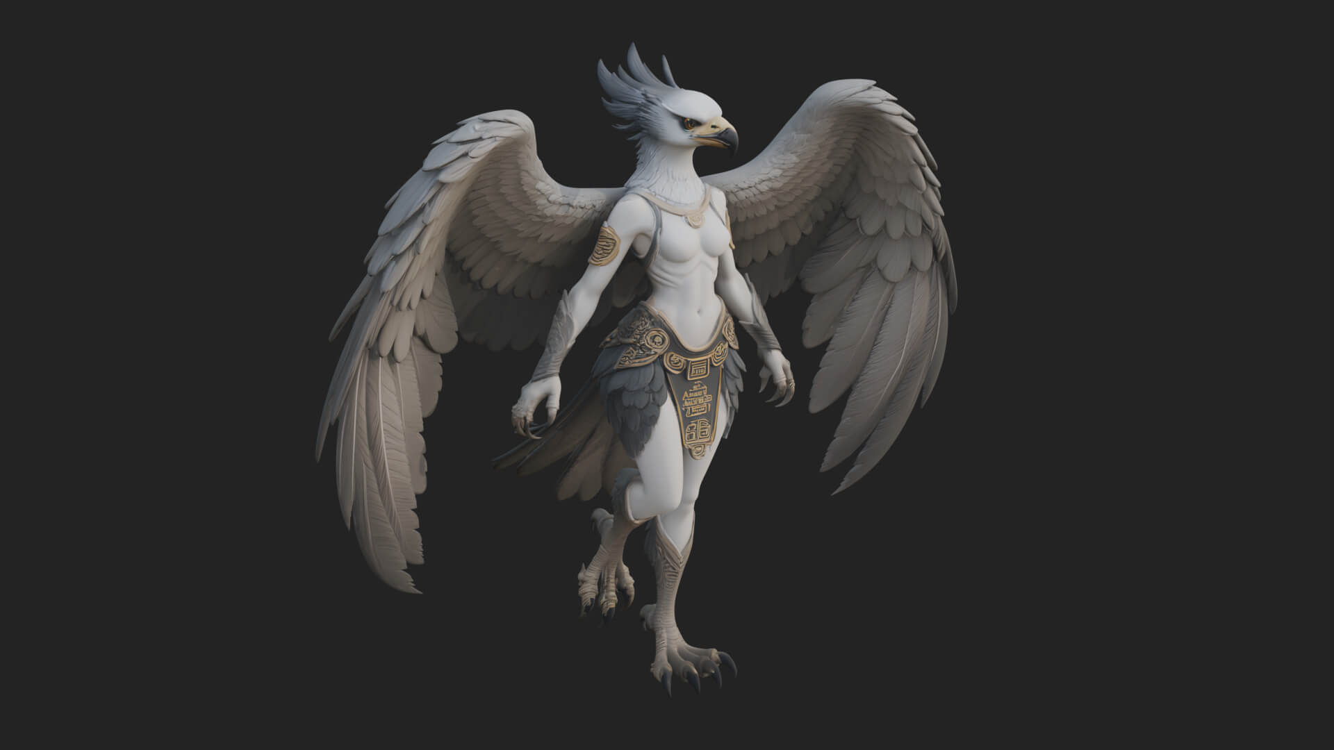 Winged Harpy Woman Statue Design 3 3D Print Model 3D Model