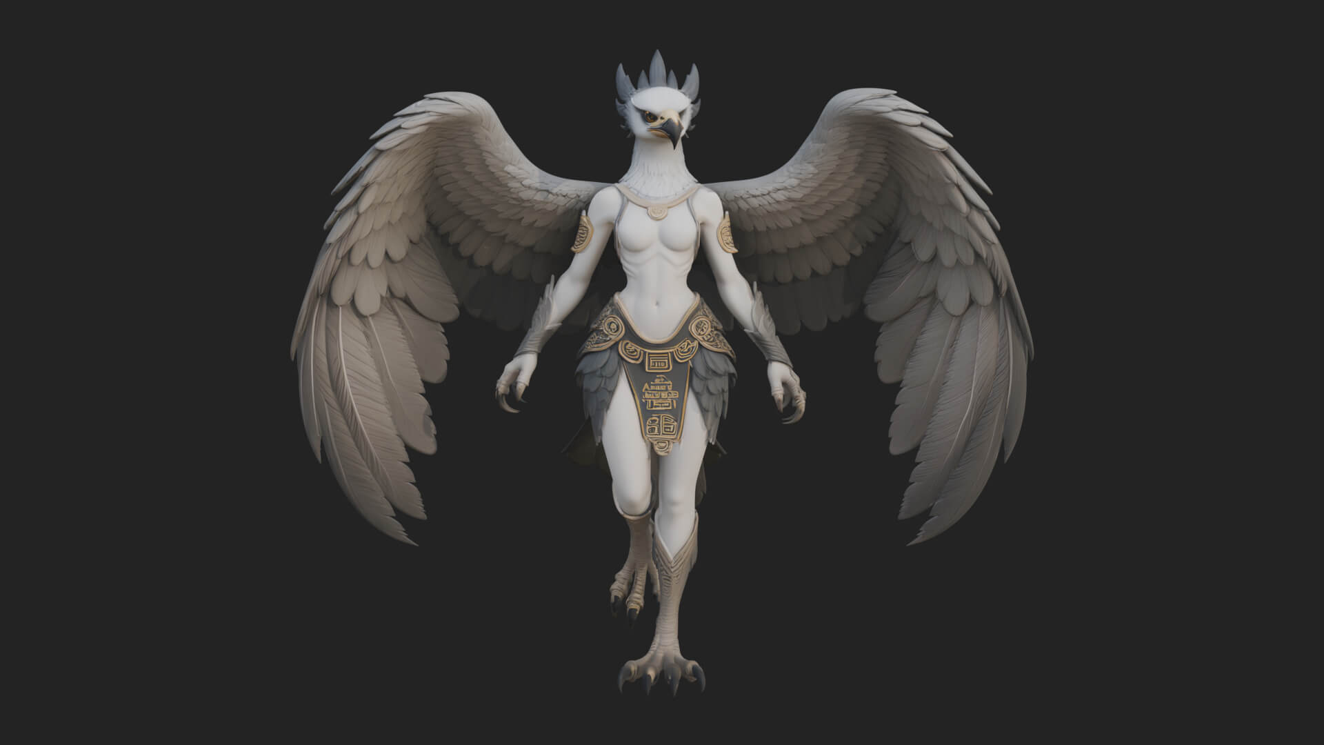 Winged Harpy Woman Statue Design 3 3D Print Model 3D Model