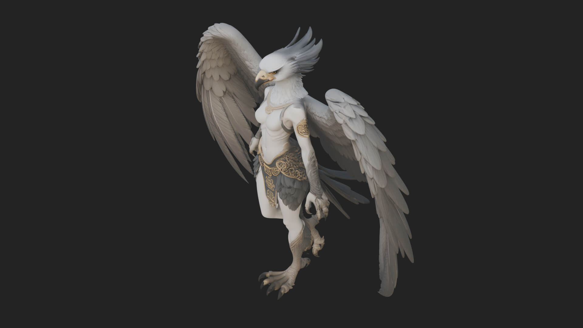 Winged Harpy Woman Statue Design 3 3D Print Model 3D Model