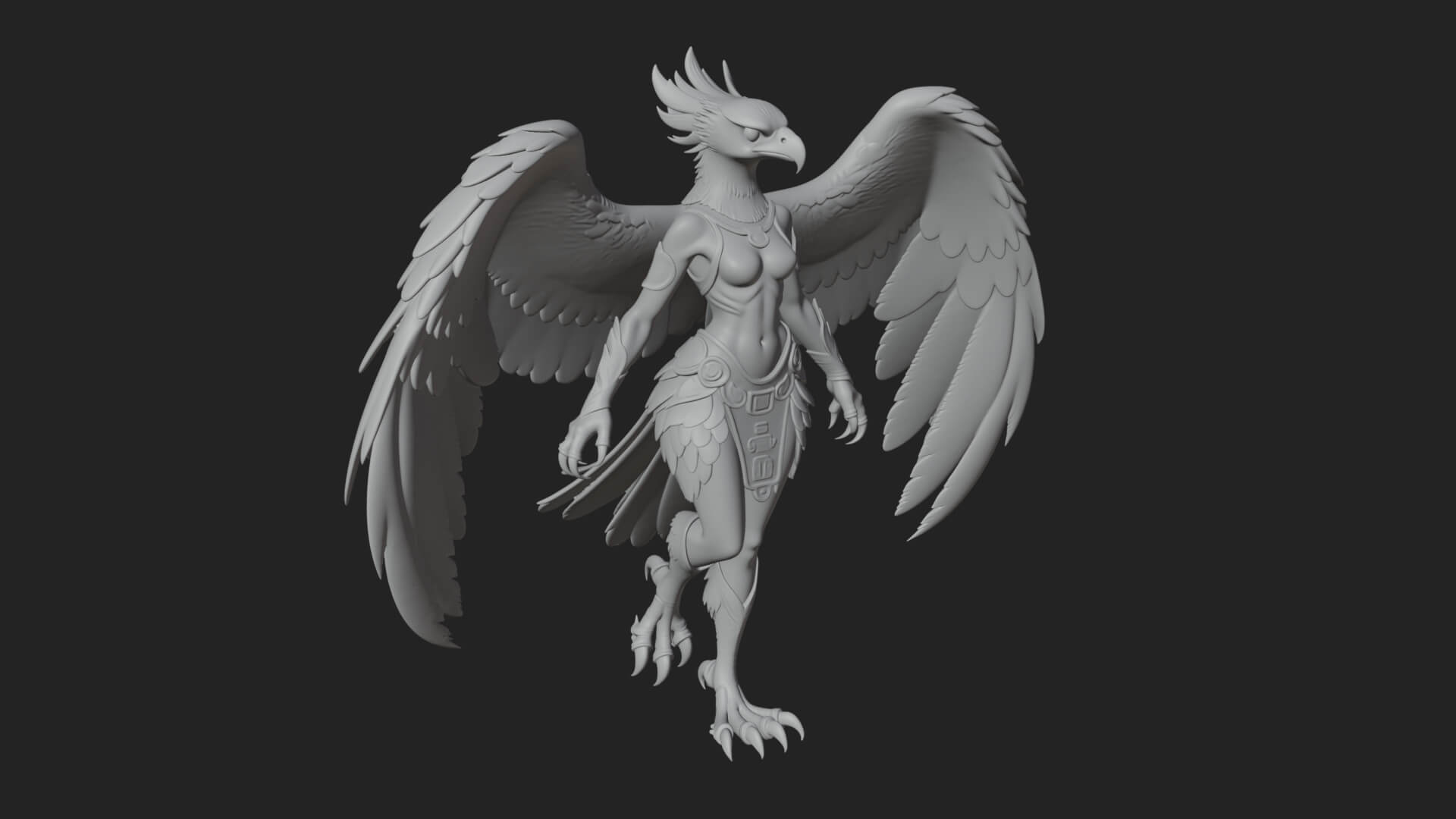 Winged Harpy Woman Statue Design 3 3D Print Model 3D Model
