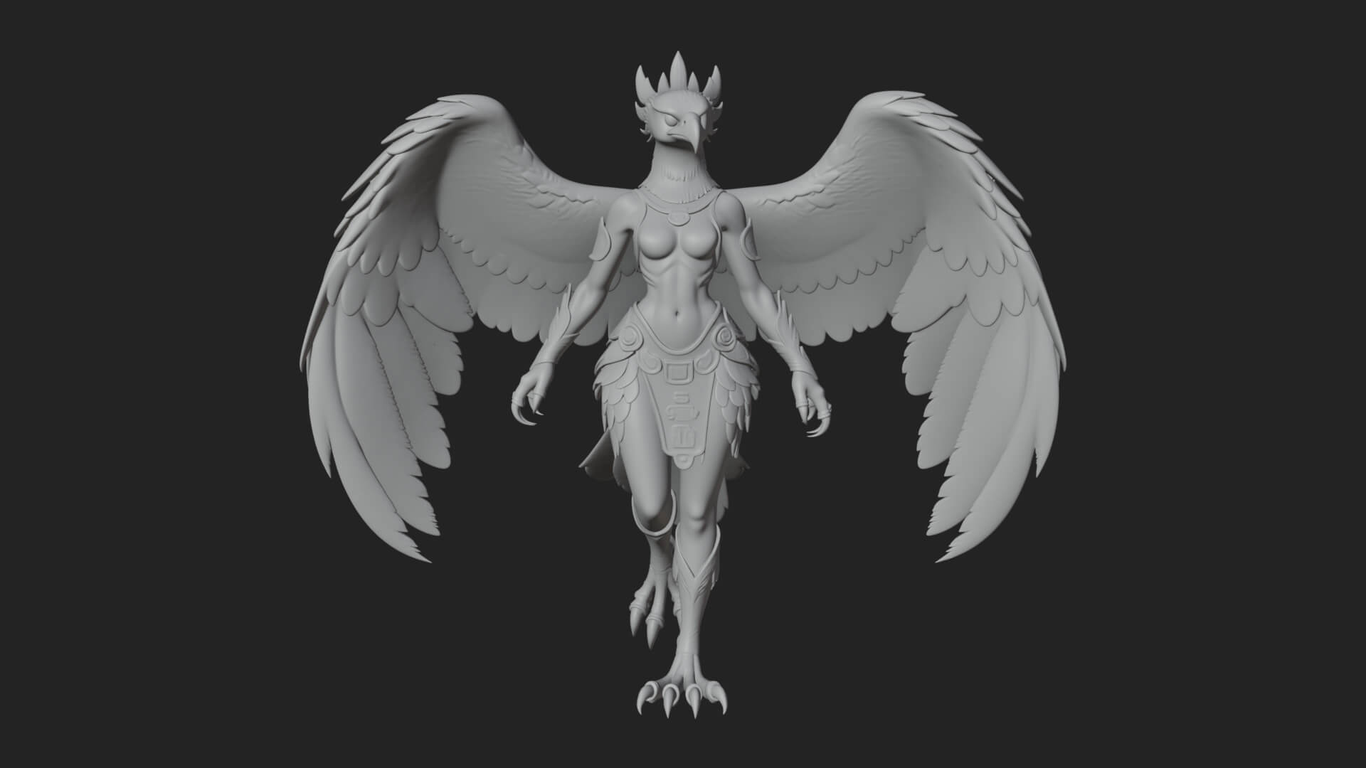 Winged Harpy Woman Statue Design 3 3D Print Model 3D Model