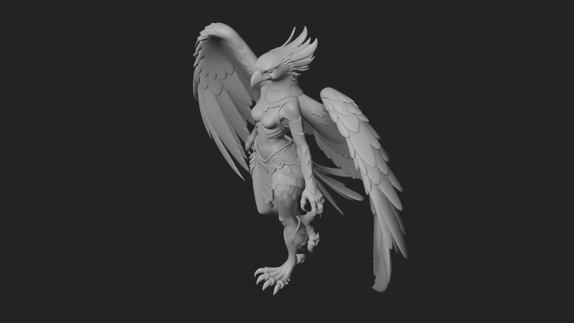 Winged Harpy Woman Statue Design 3 3D Print Model 3D Model