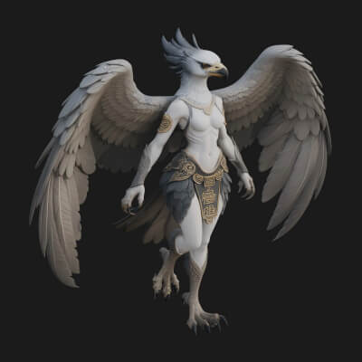 Winged Harpy Woman Statue Design 3 3D Print Model