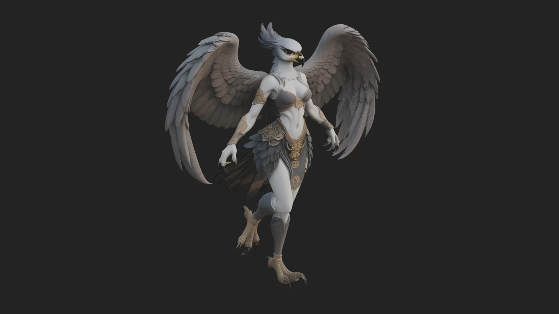 Winged Harpy Woman Statue Design 4 3D Print Model 3D Model