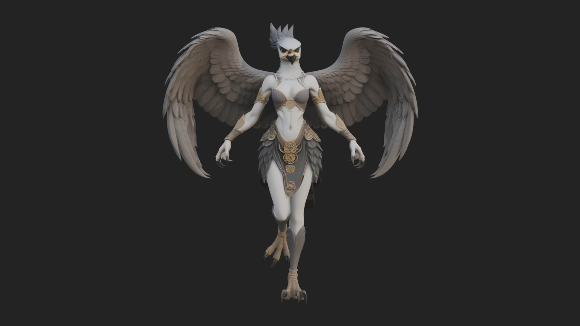 Winged Harpy Woman Statue Design 4 3D Print Model 3D Model