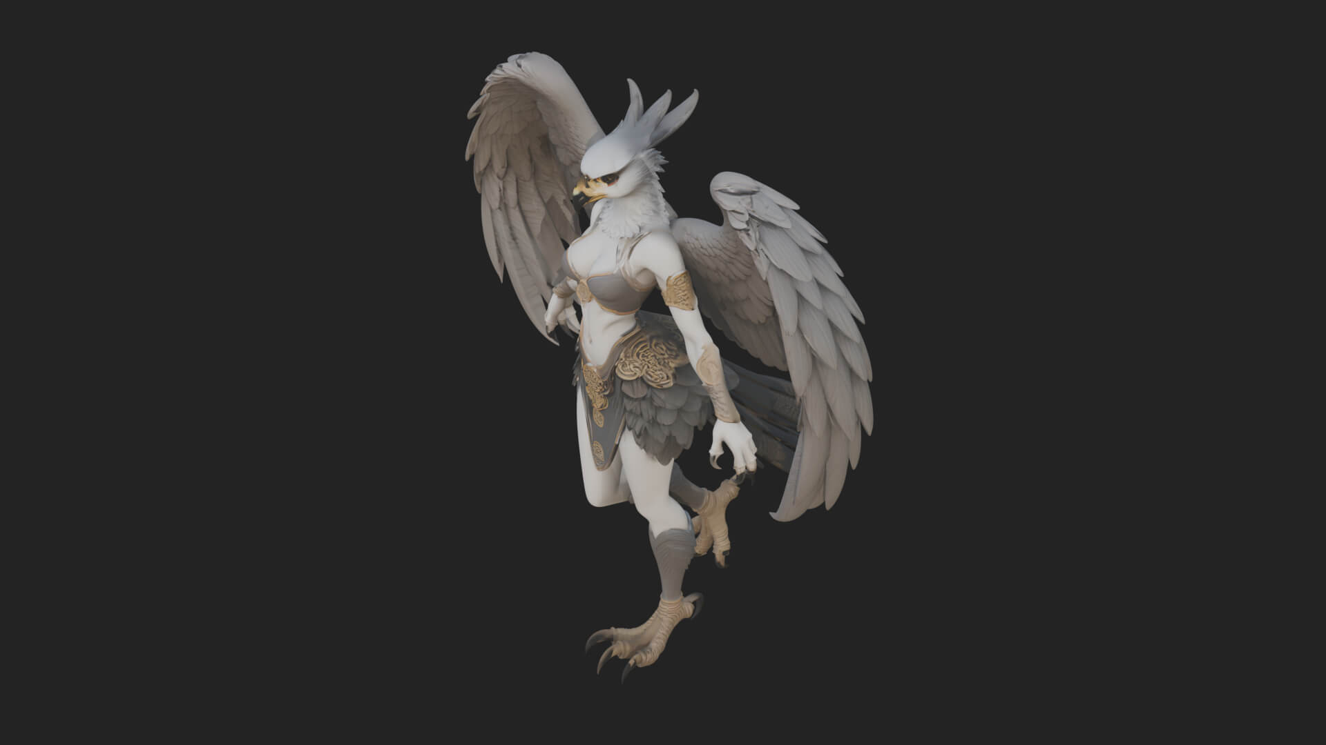 Winged Harpy Woman Statue Design 4 3D Print Model 3D Model