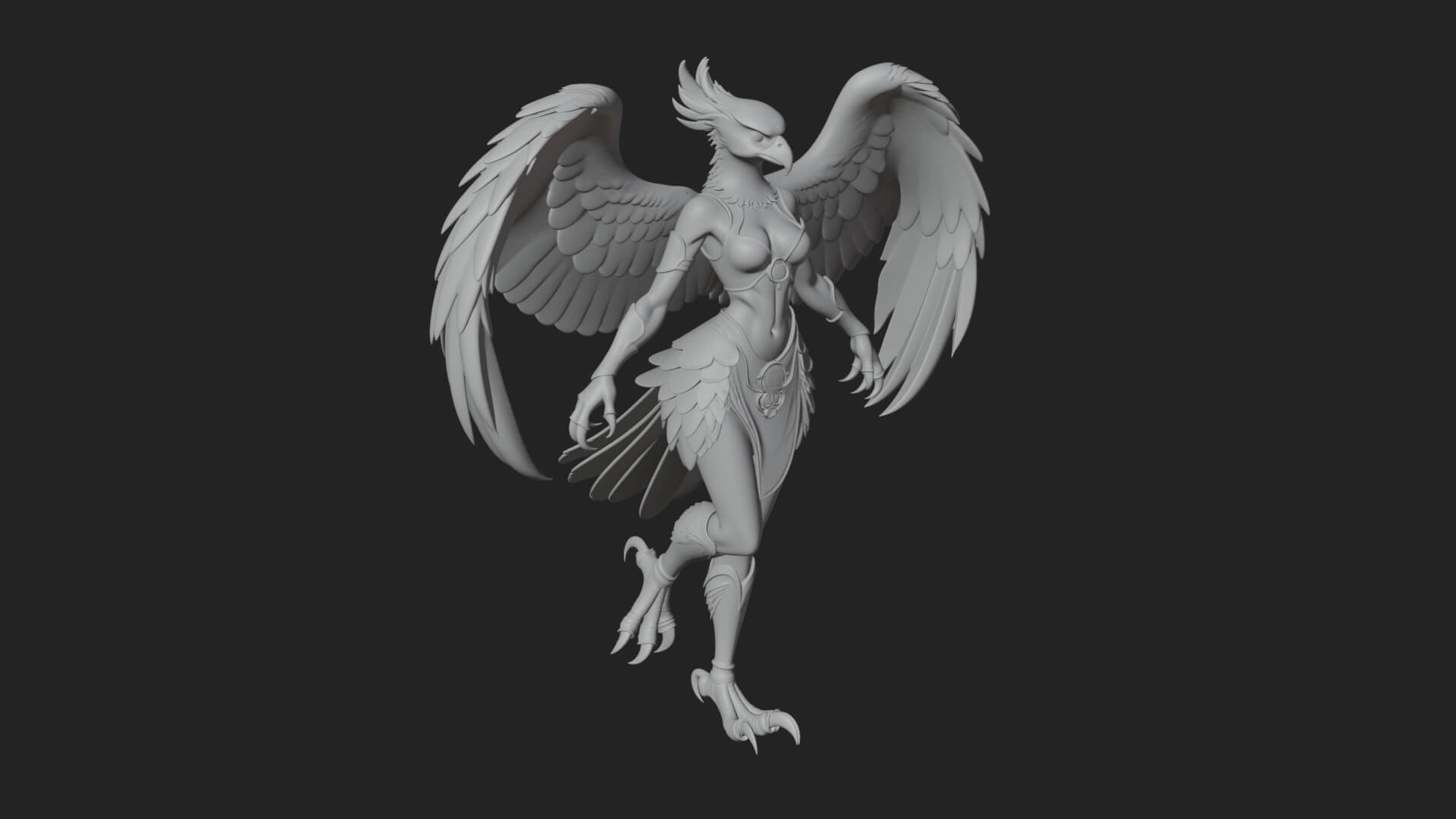 Winged Harpy Woman Statue Design 4 3D Print Model 3D Model
