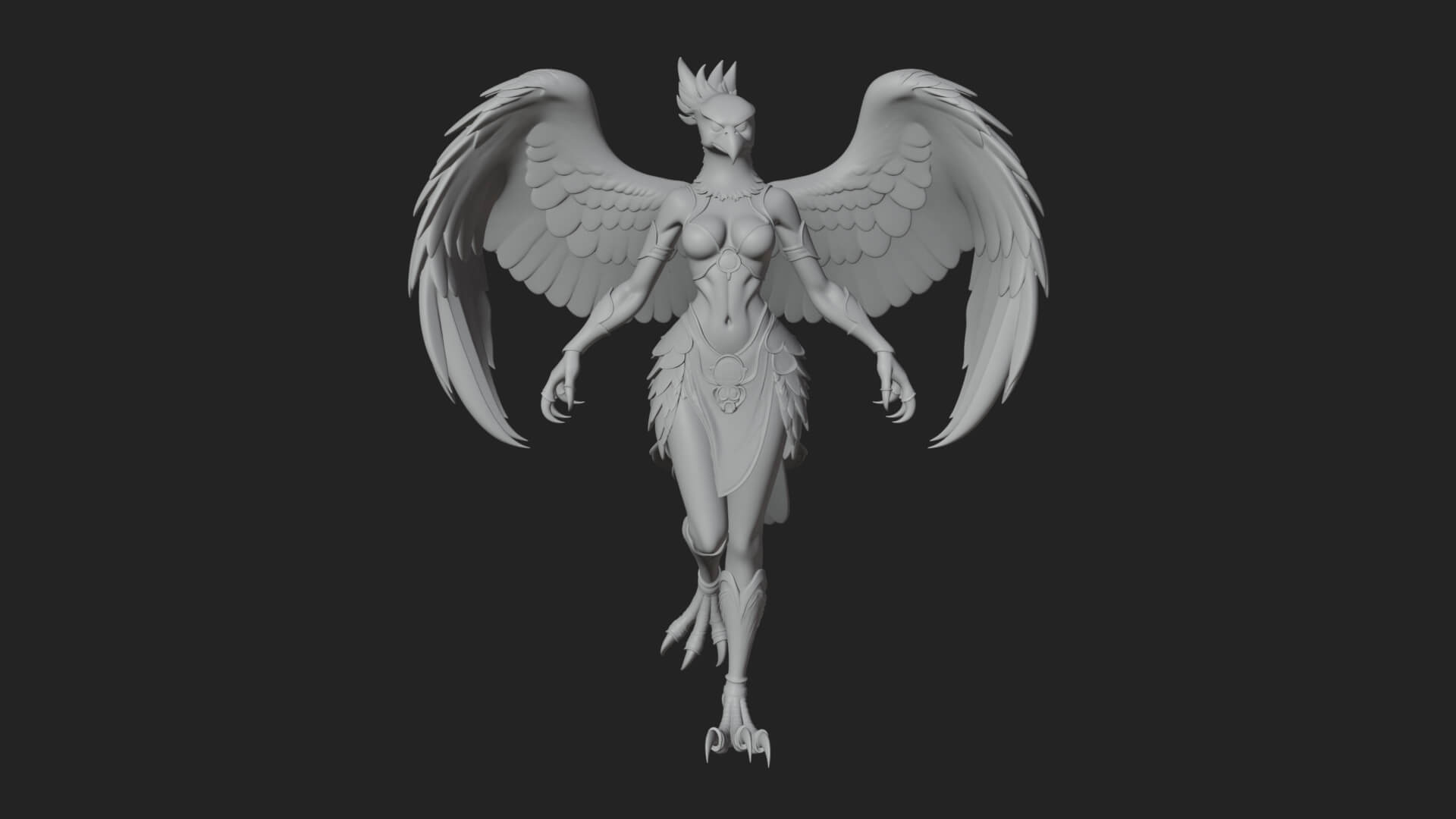 Winged Harpy Woman Statue Design 4 3D Print Model 3D Model