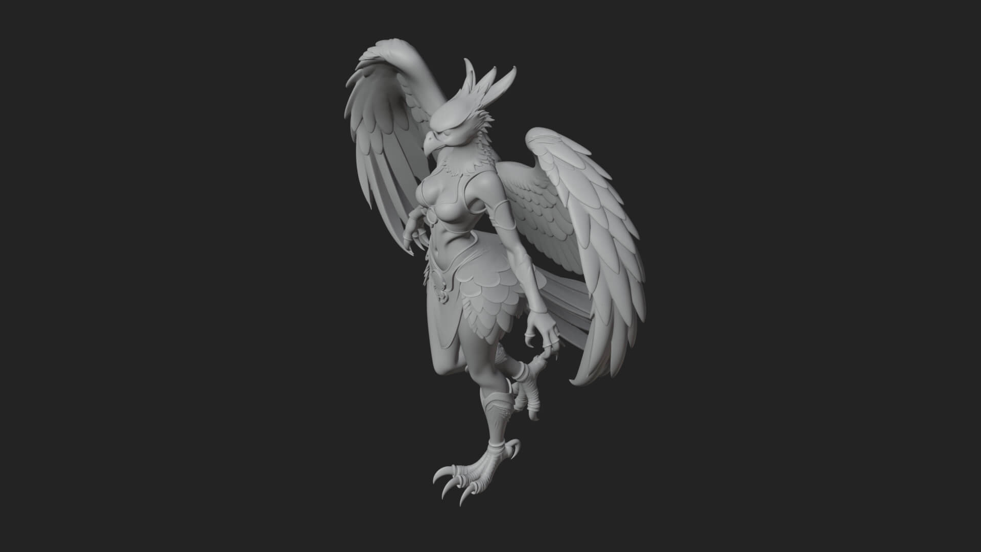 Winged Harpy Woman Statue Design 4 3D Print Model 3D Model
