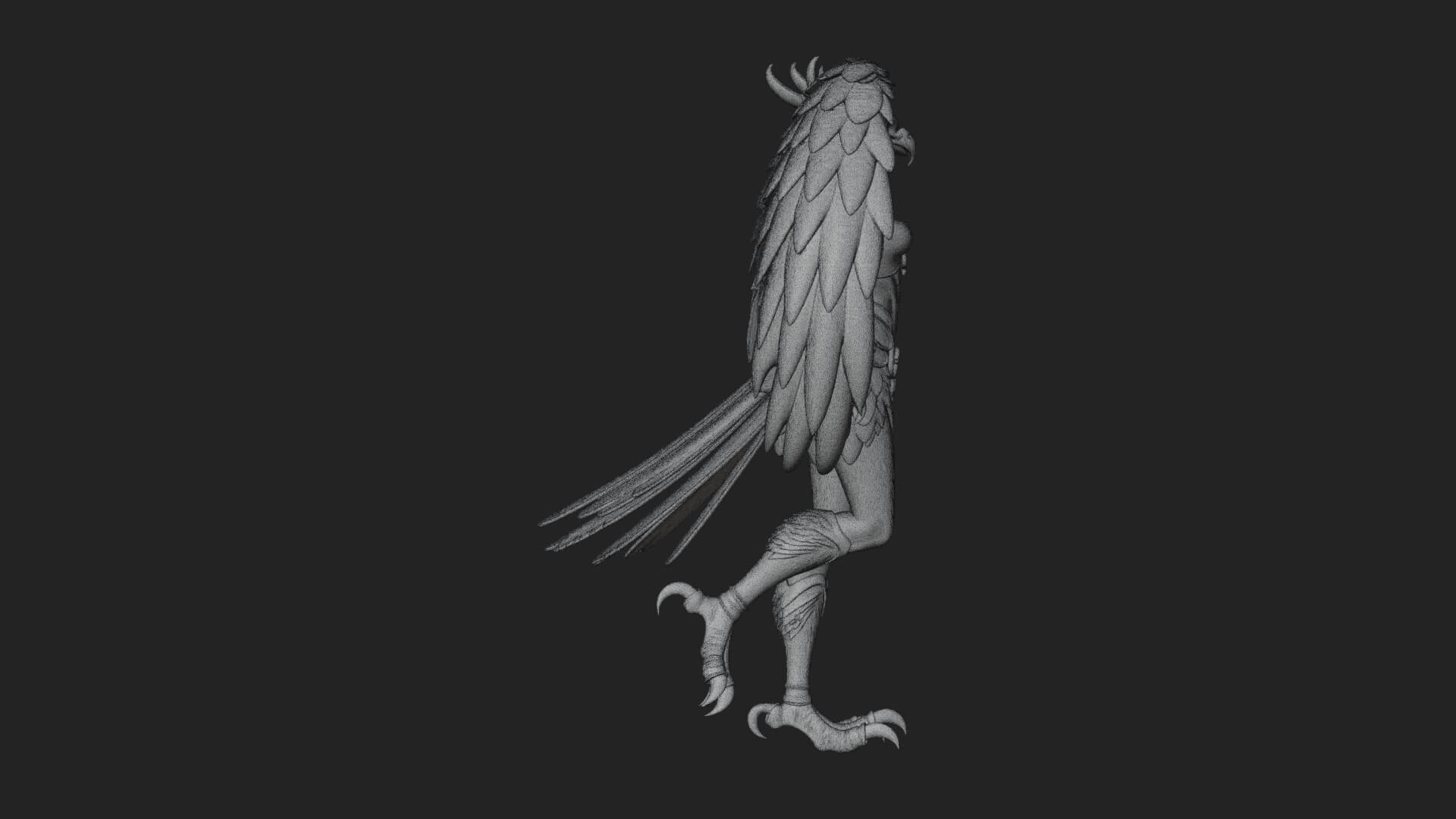 Winged Harpy Woman Statue Design 4 3D Print Model 3D Model