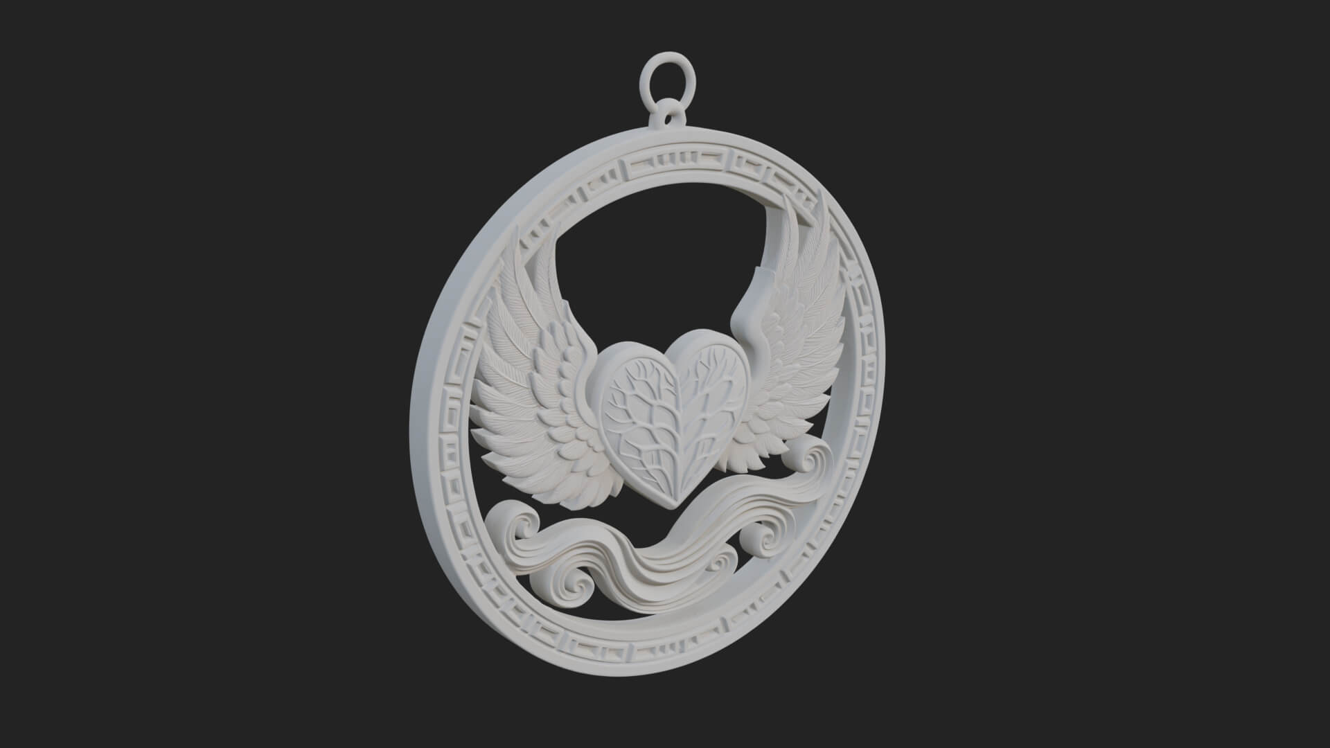 Winged Heart Pendant Design 15 3D Print Model 3D Model
