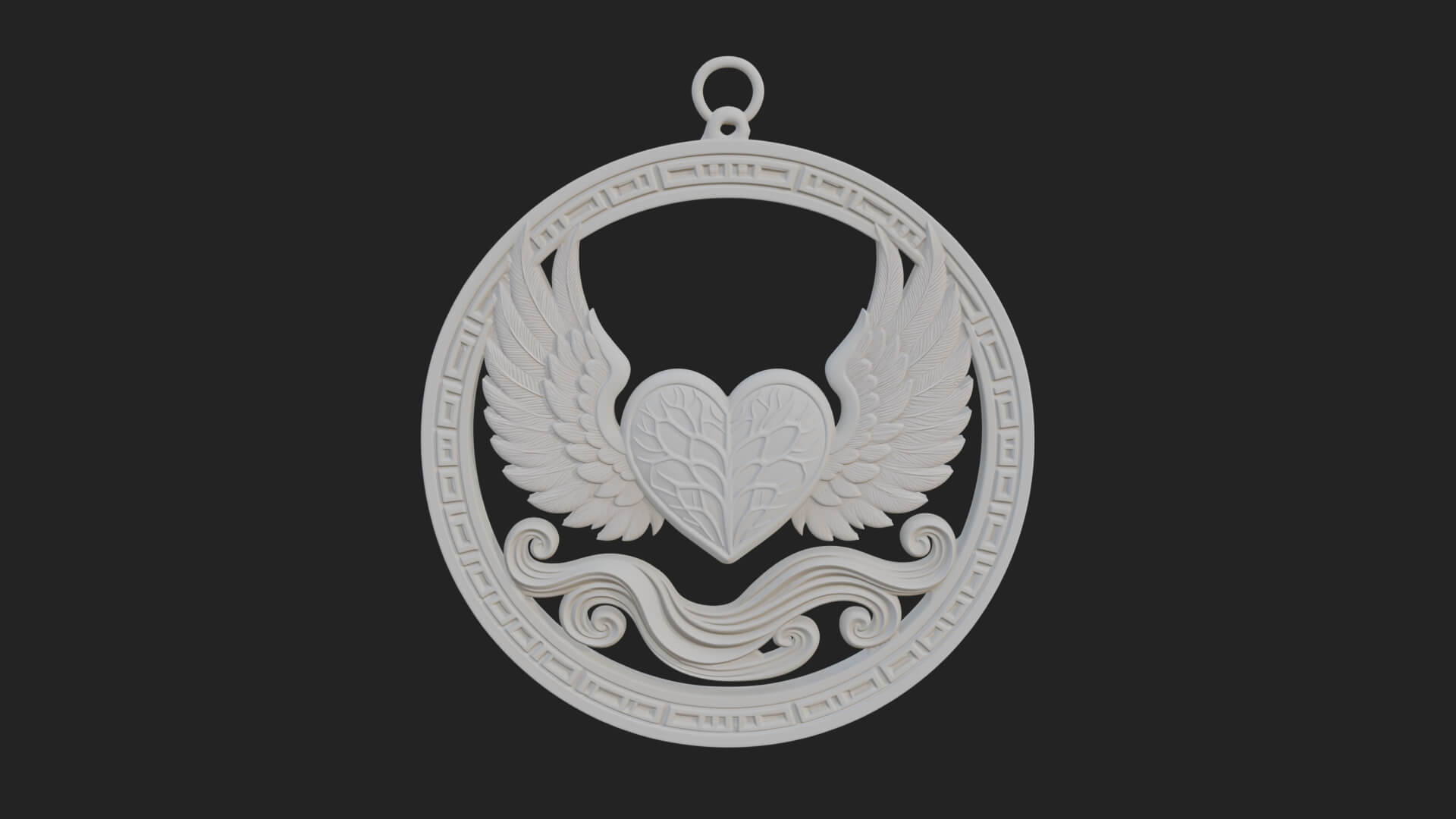 Winged Heart Pendant Design 15 3D Print Model 3D Model