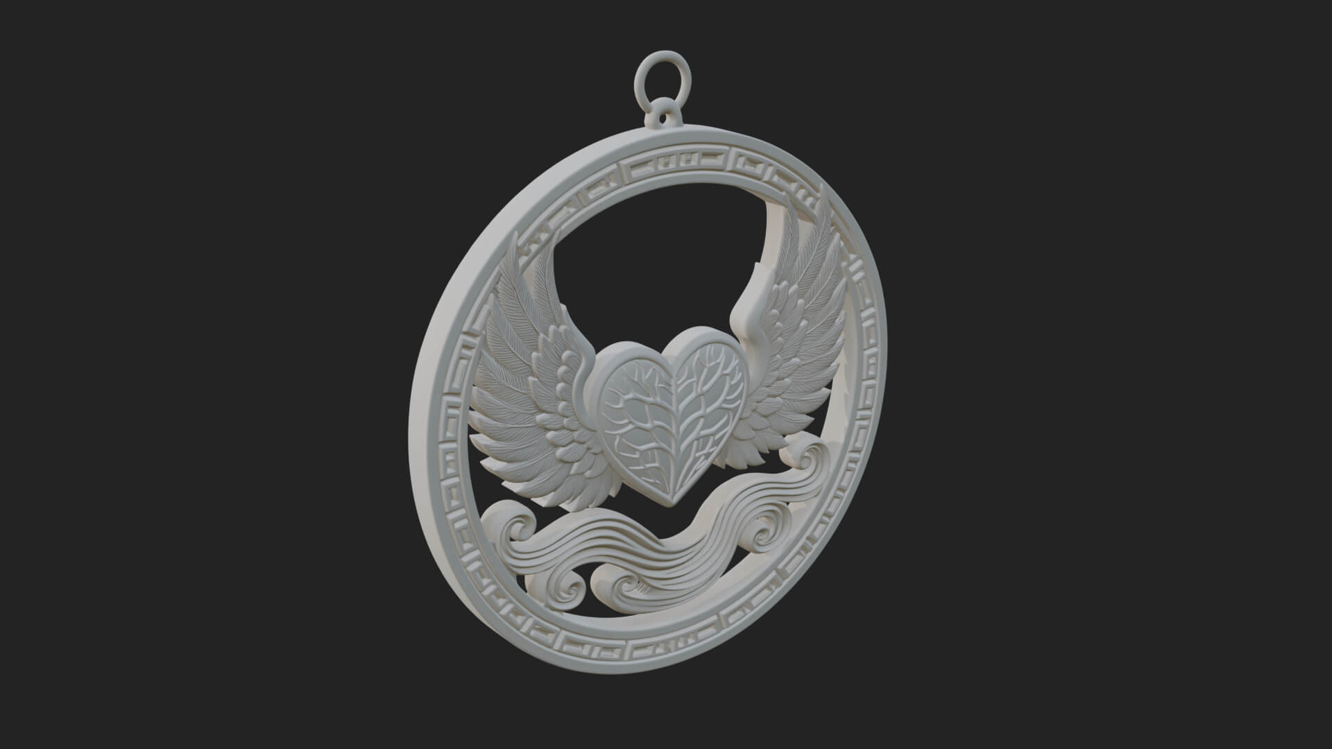 Winged Heart Pendant Design 15 3D Print Model 3D Model