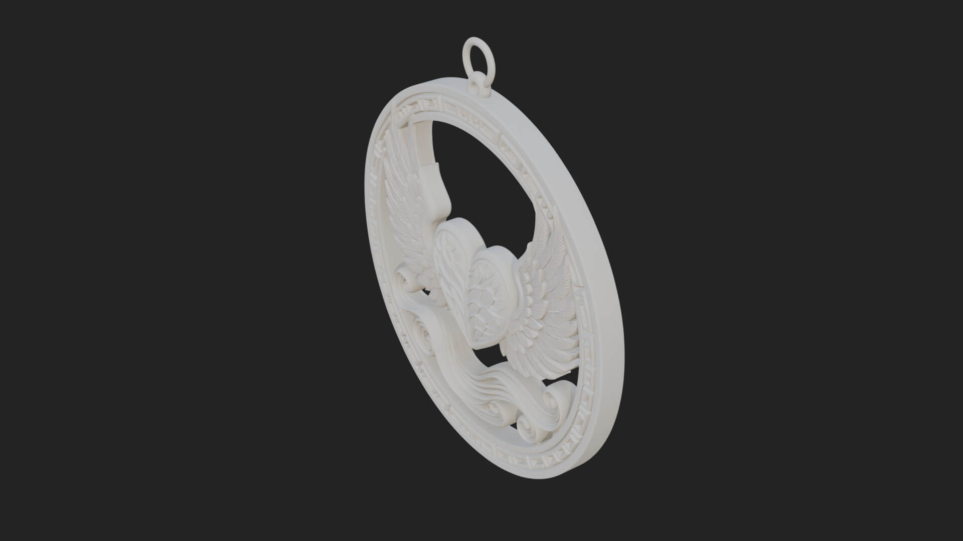 Winged Heart Pendant Design 15 3D Print Model 3D Model