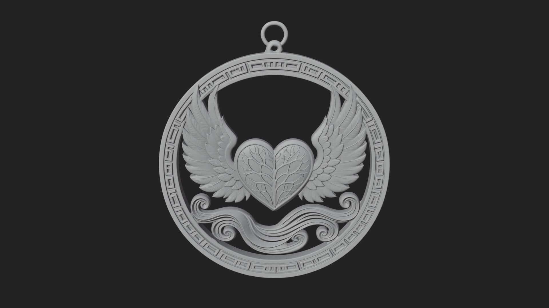 Winged Heart Pendant Design 15 3D Print Model 3D Model