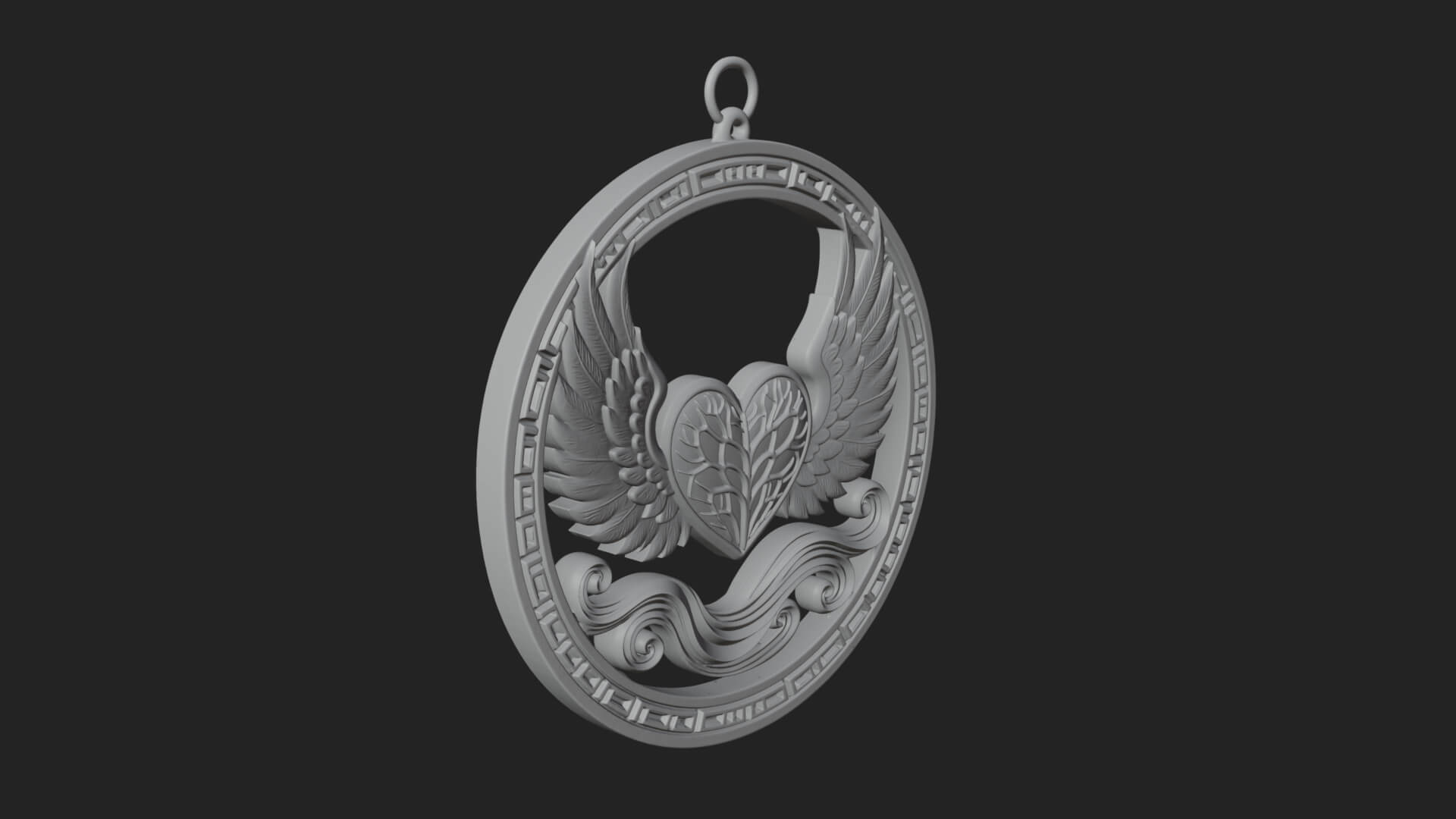 Winged Heart Pendant Design 15 3D Print Model 3D Model