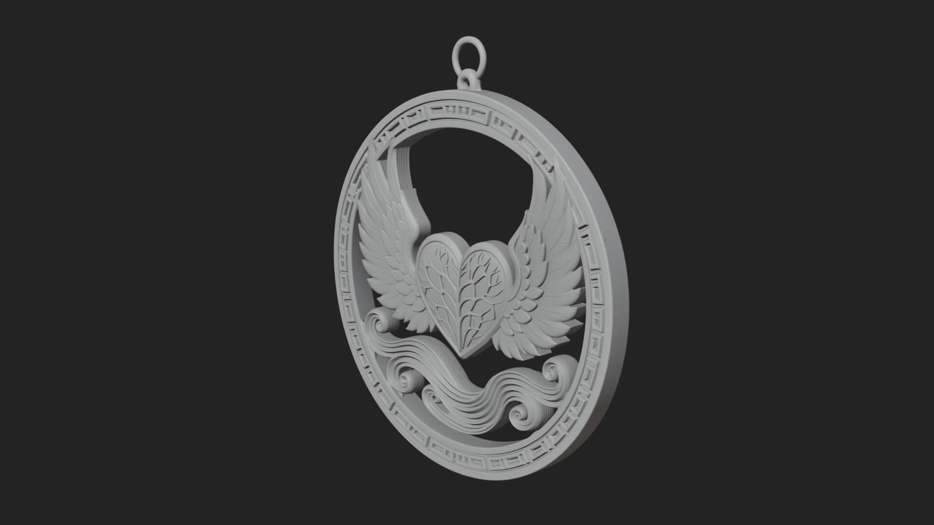 Winged Heart Pendant Design 15 3D Print Model 3D Model