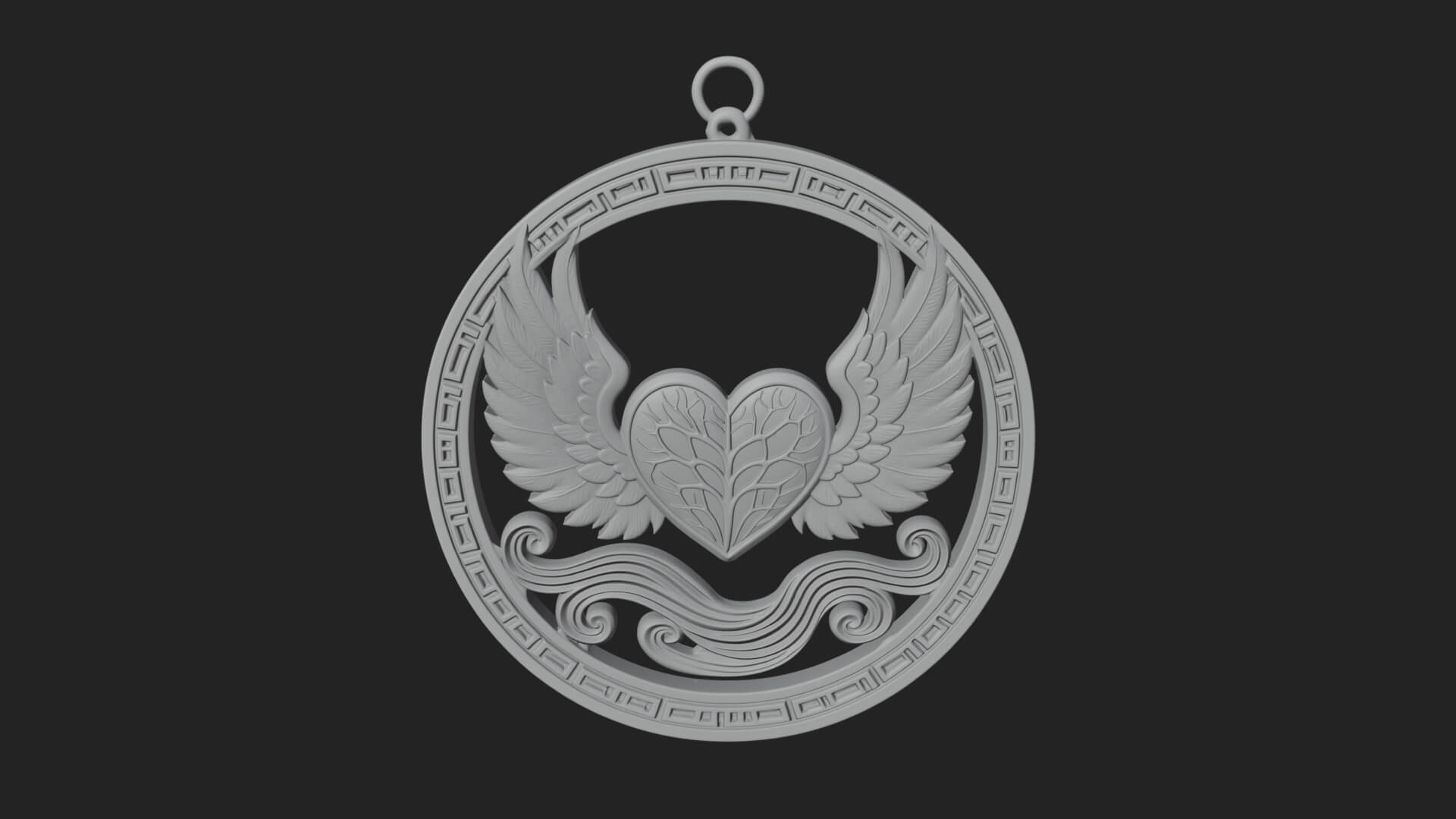 Winged Heart Pendant Design 15 3D Print Model 3D Model