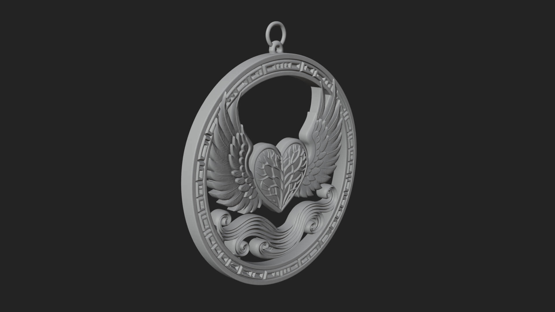 Winged Heart Pendant Design 15 3D Print Model 3D Model