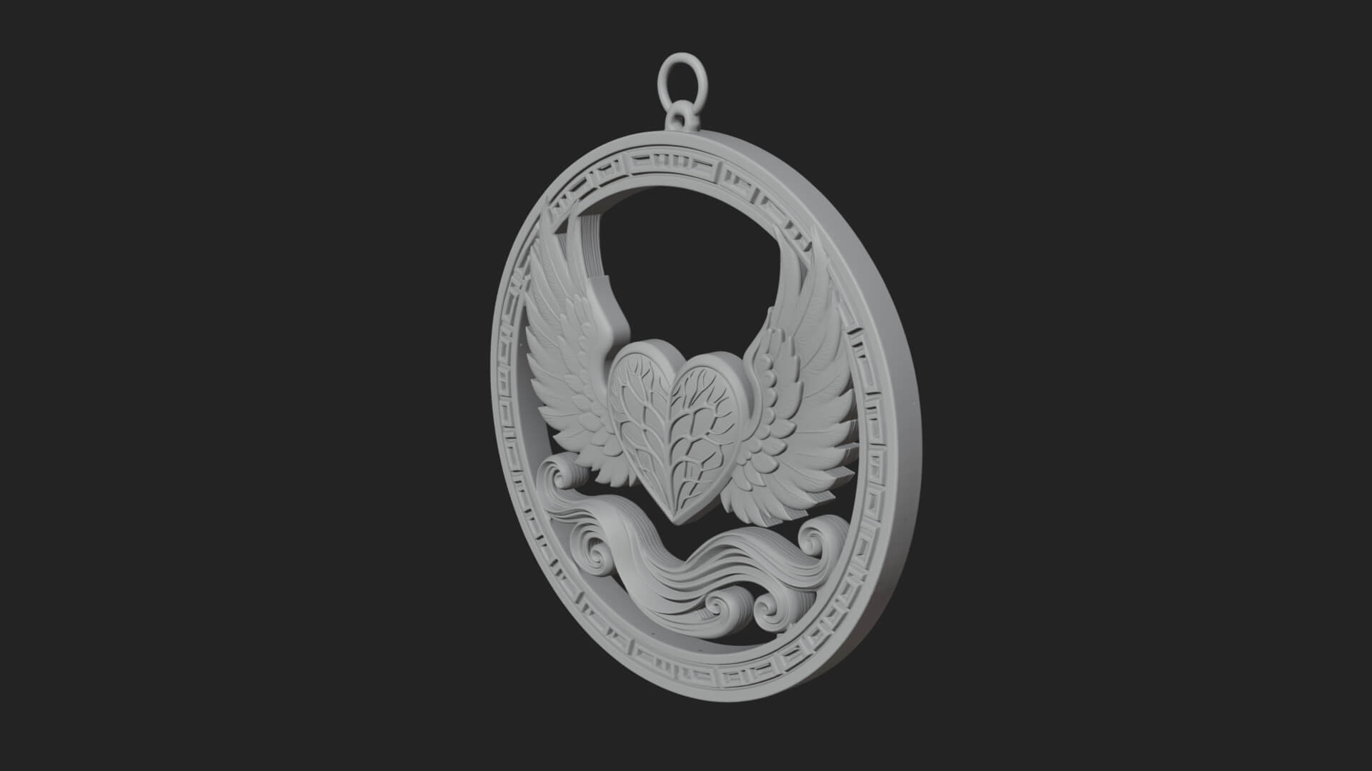 Winged Heart Pendant Design 15 3D Print Model 3D Model