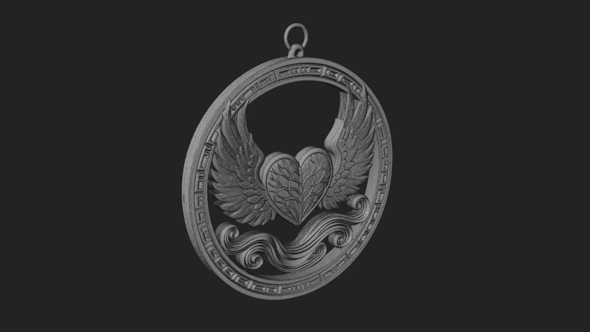 Winged Heart Pendant Design 15 3D Print Model 3D Model