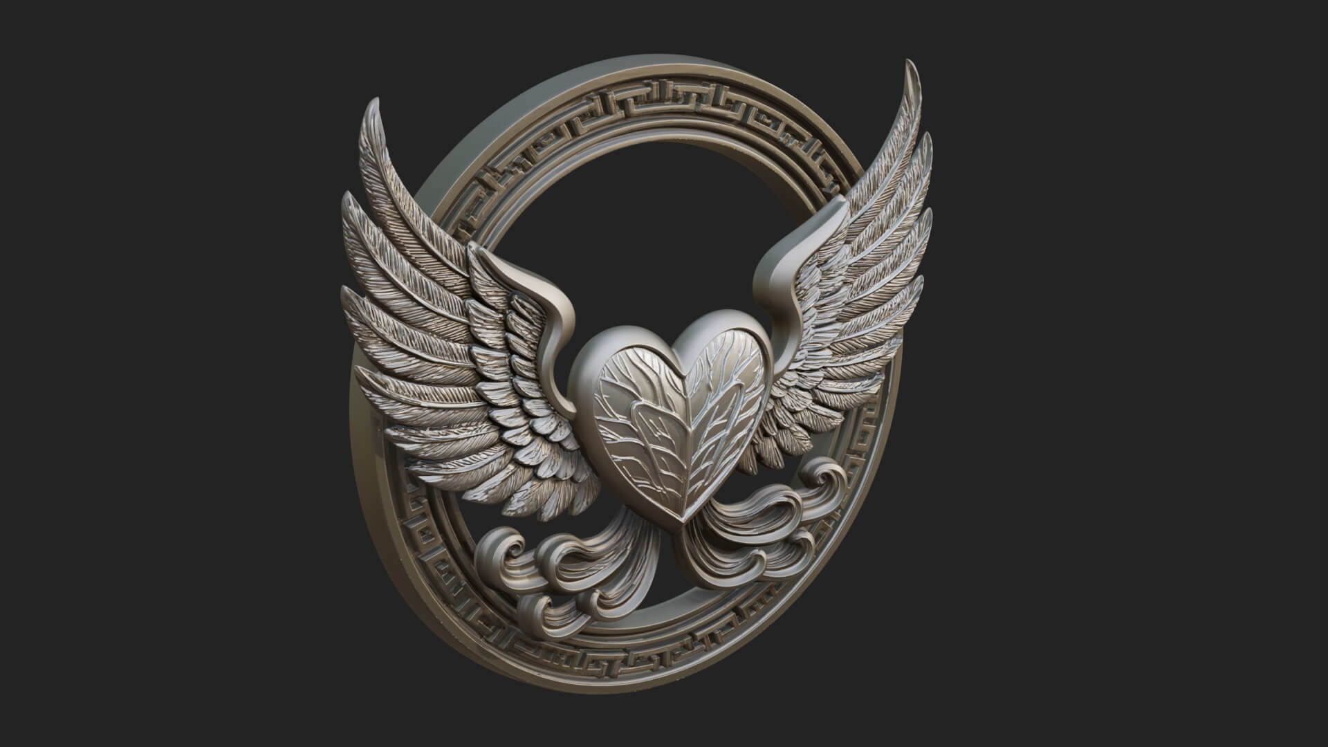 Winged Heart Pendant Design 16 3D Print Model 3D Model