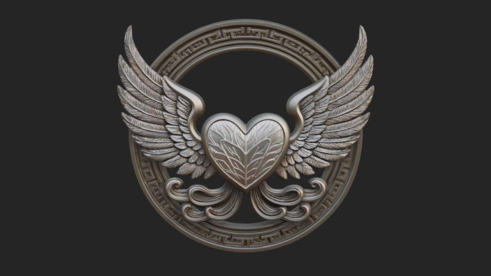 Winged Heart Pendant Design 16 3D Print Model 3D Model