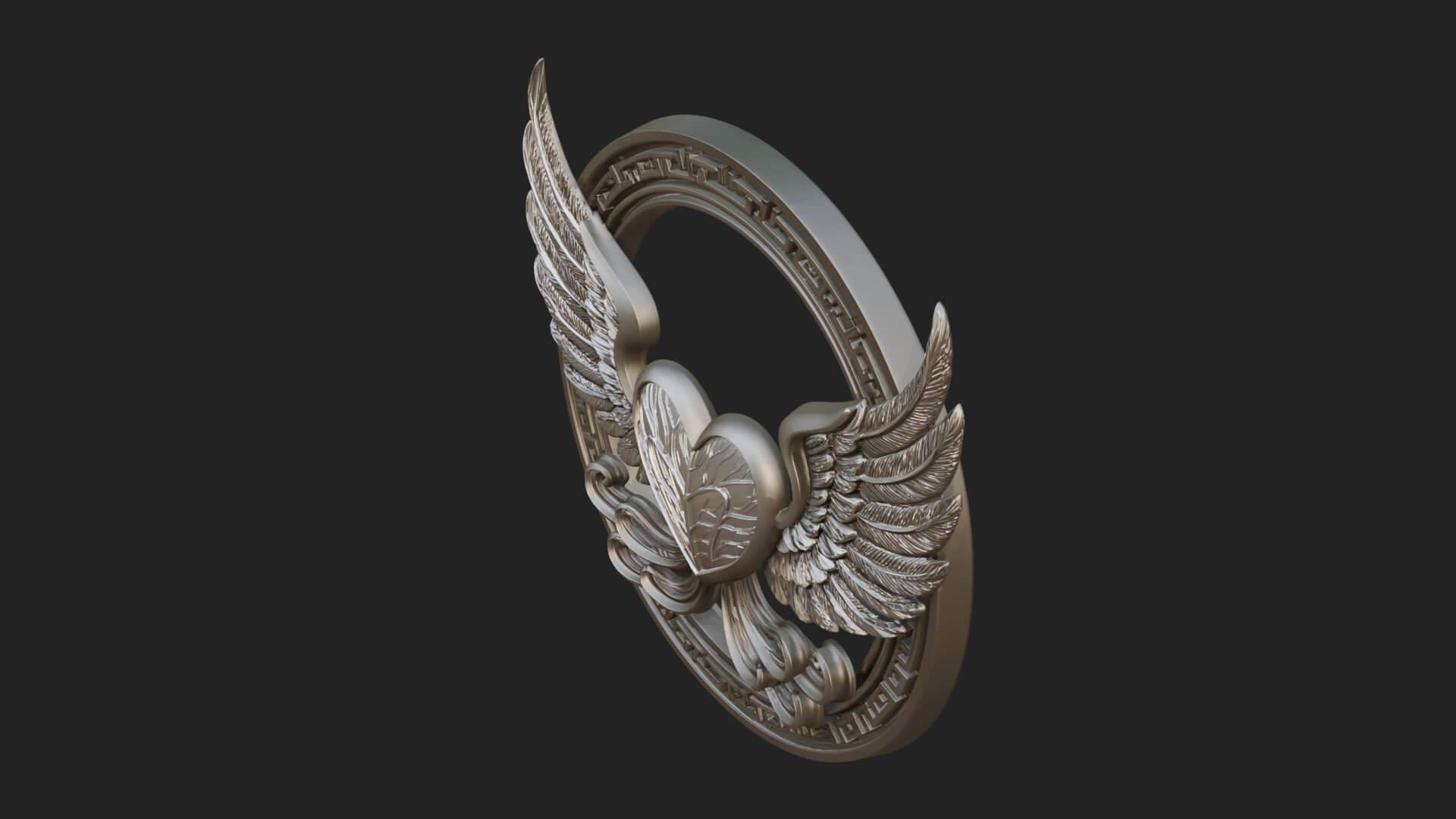 Winged Heart Pendant Design 16 3D Print Model 3D Model