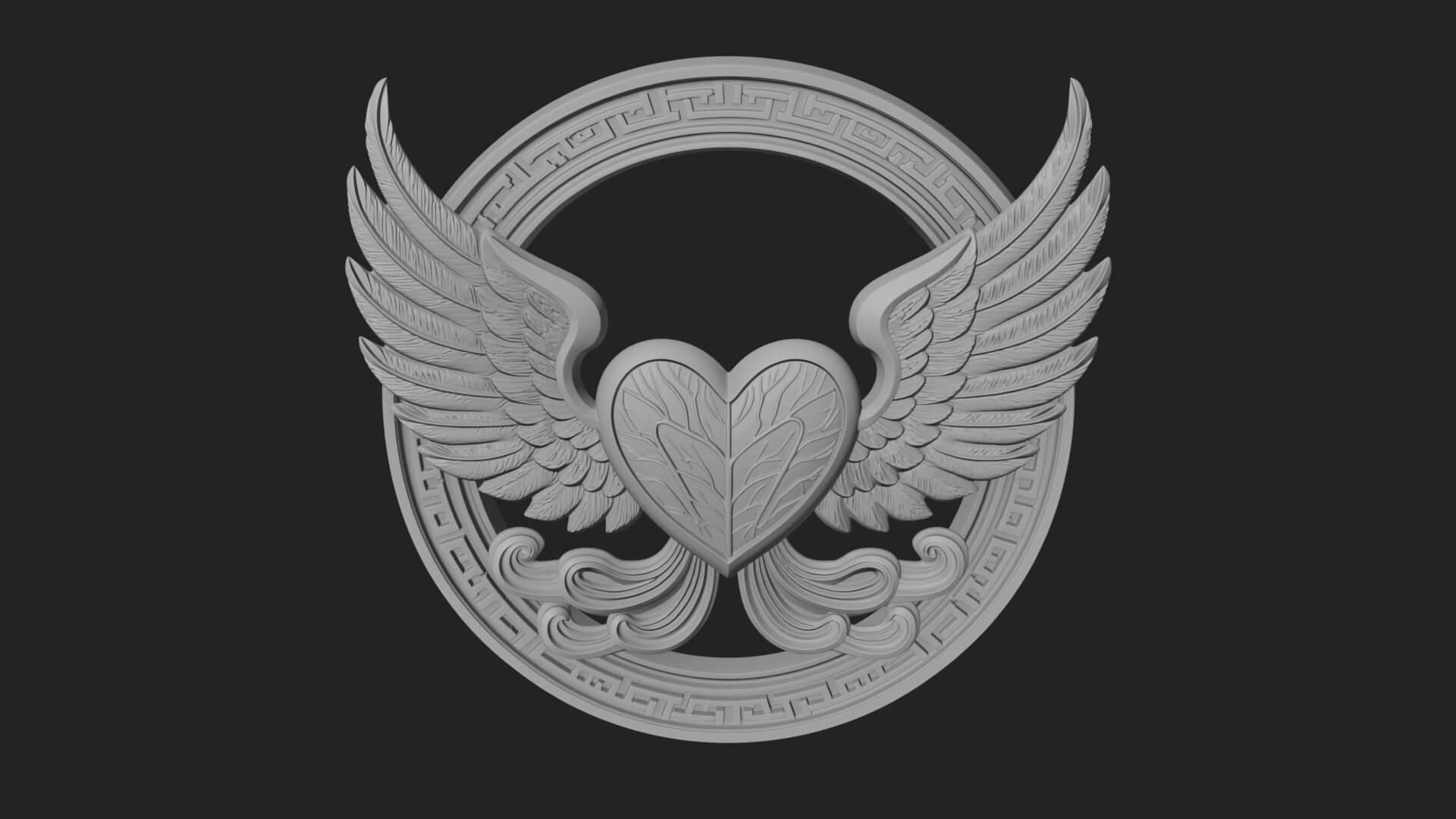 Winged Heart Pendant Design 16 3D Print Model 3D Model