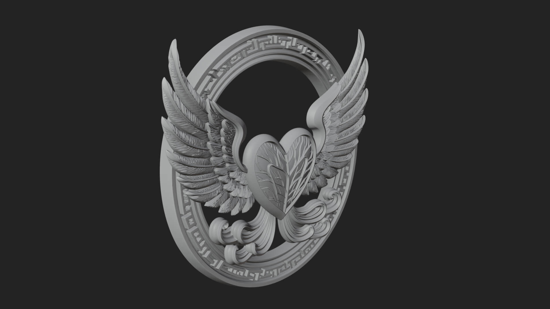 Winged Heart Pendant Design 16 3D Print Model 3D Model