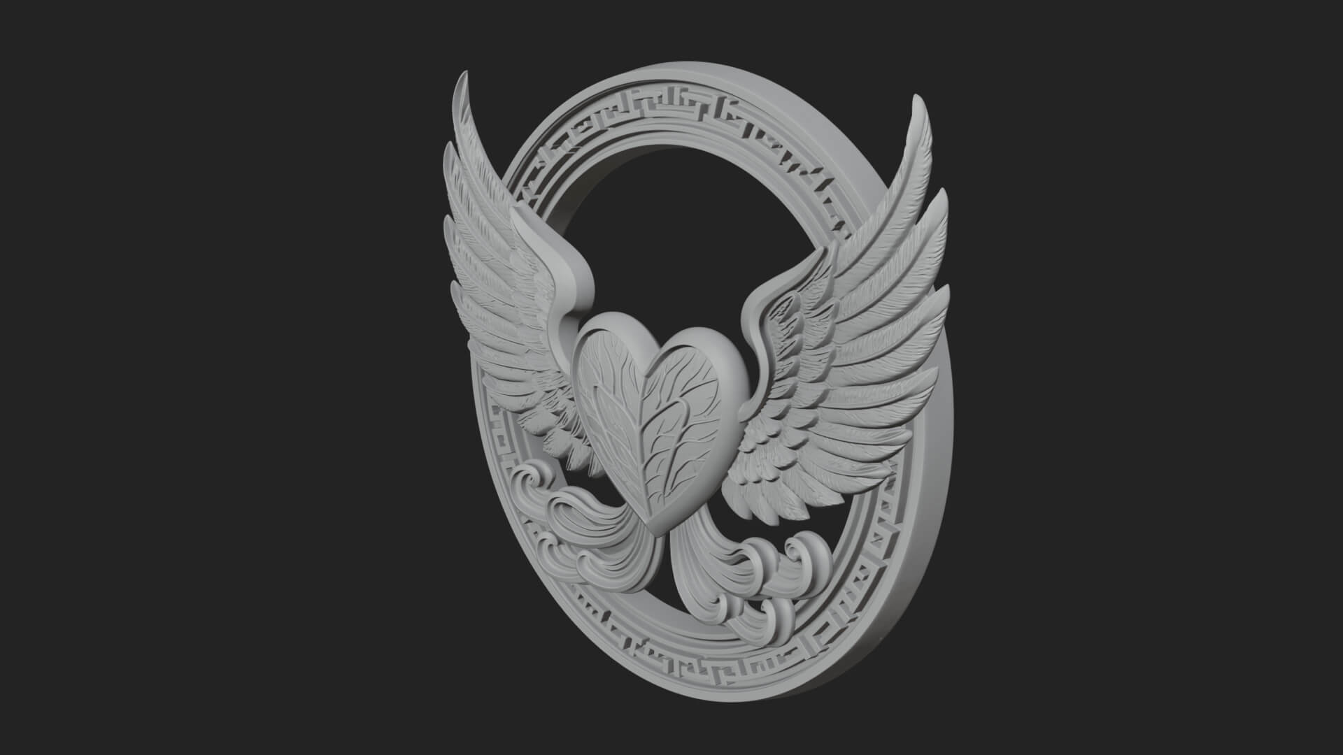 Winged Heart Pendant Design 16 3D Print Model 3D Model