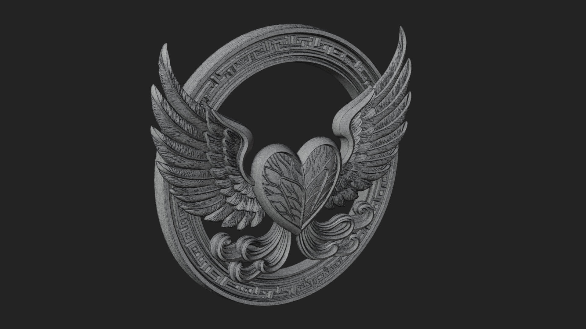Winged Heart Pendant Design 16 3D Print Model 3D Model