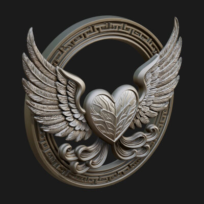 Winged Heart Pendant Design 16 3D Print Model
