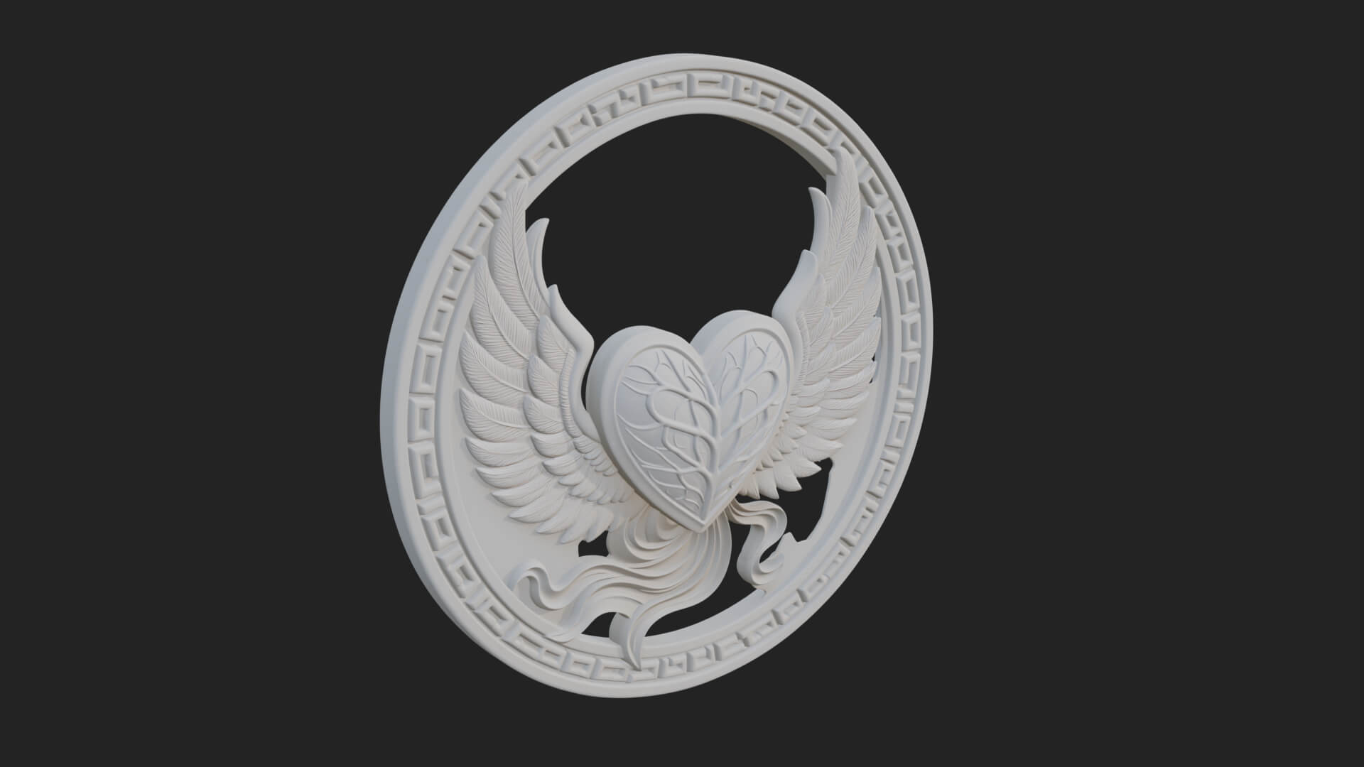 Winged Heart Pendant Design 17 3D Print Model 3D Model
