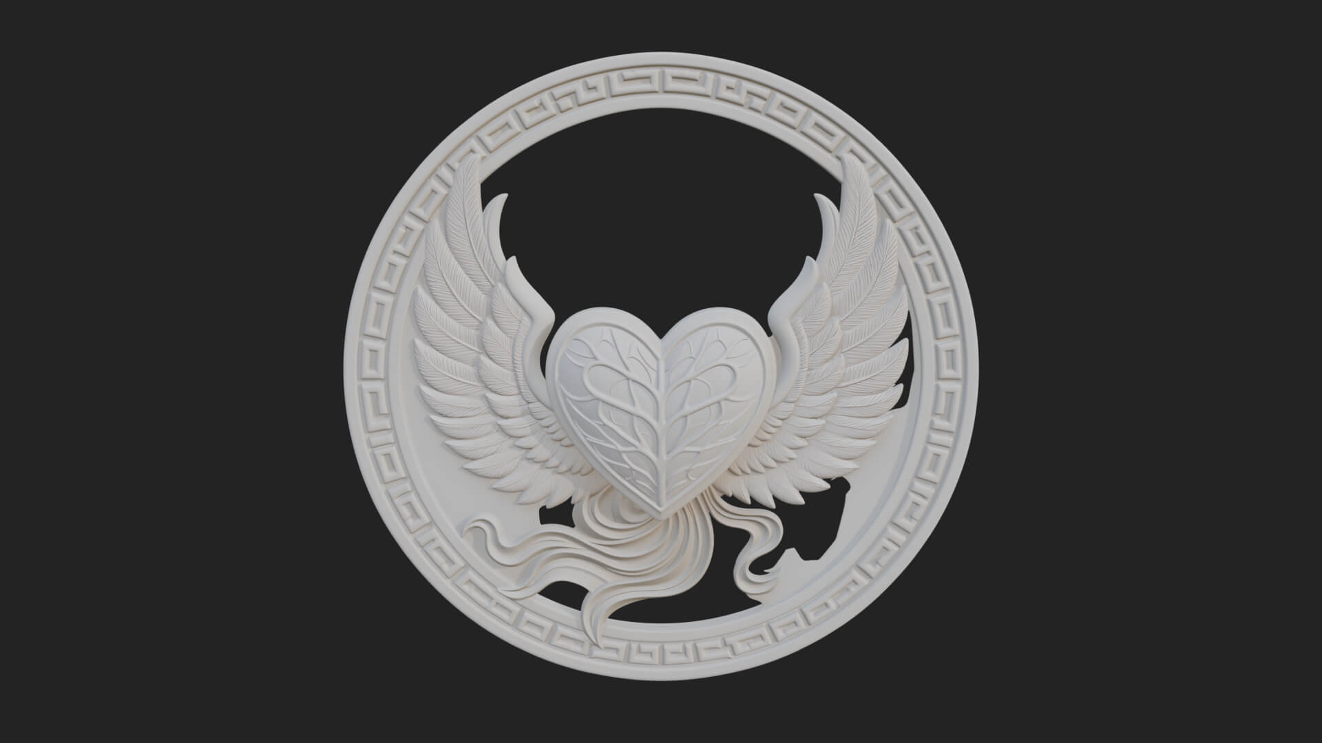 Winged Heart Pendant Design 17 3D Print Model 3D Model