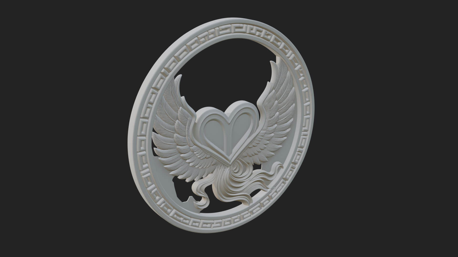 Winged Heart Pendant Design 17 3D Print Model 3D Model