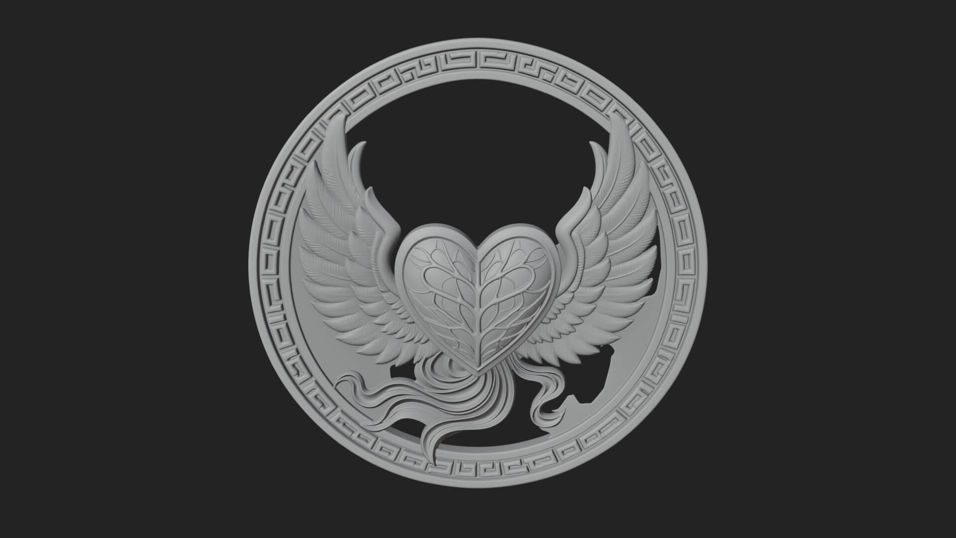 Winged Heart Pendant Design 17 3D Print Model 3D Model