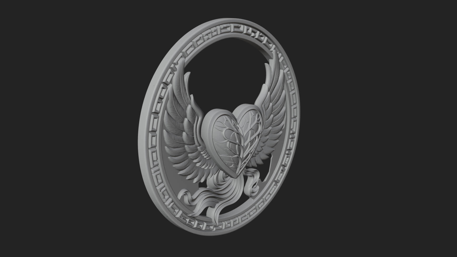 Winged Heart Pendant Design 17 3D Print Model 3D Model