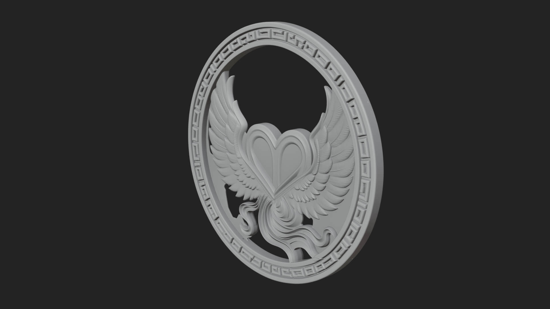Winged Heart Pendant Design 17 3D Print Model 3D Model