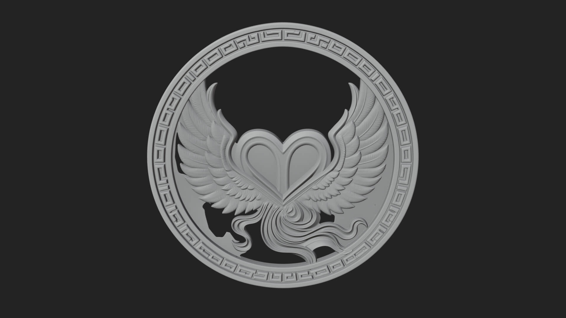 Winged Heart Pendant Design 17 3D Print Model 3D Model